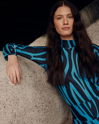 Blue zebra riding top