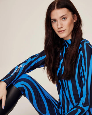 Blue zebra riding top