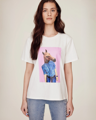 T-shirt white with horsie print