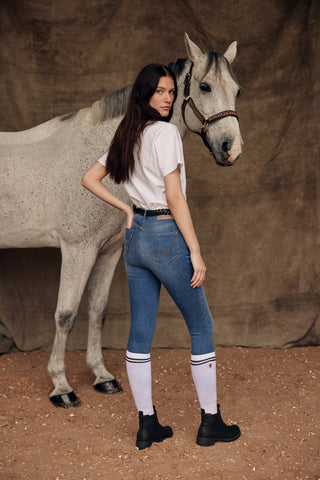 Sporty riding socks white