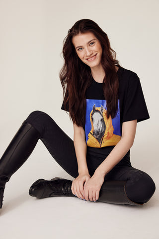 T-shirt black with horsie print