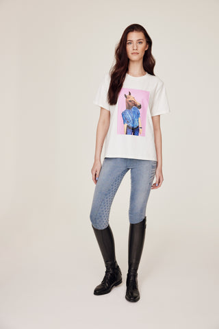 T-shirt white with horsie print